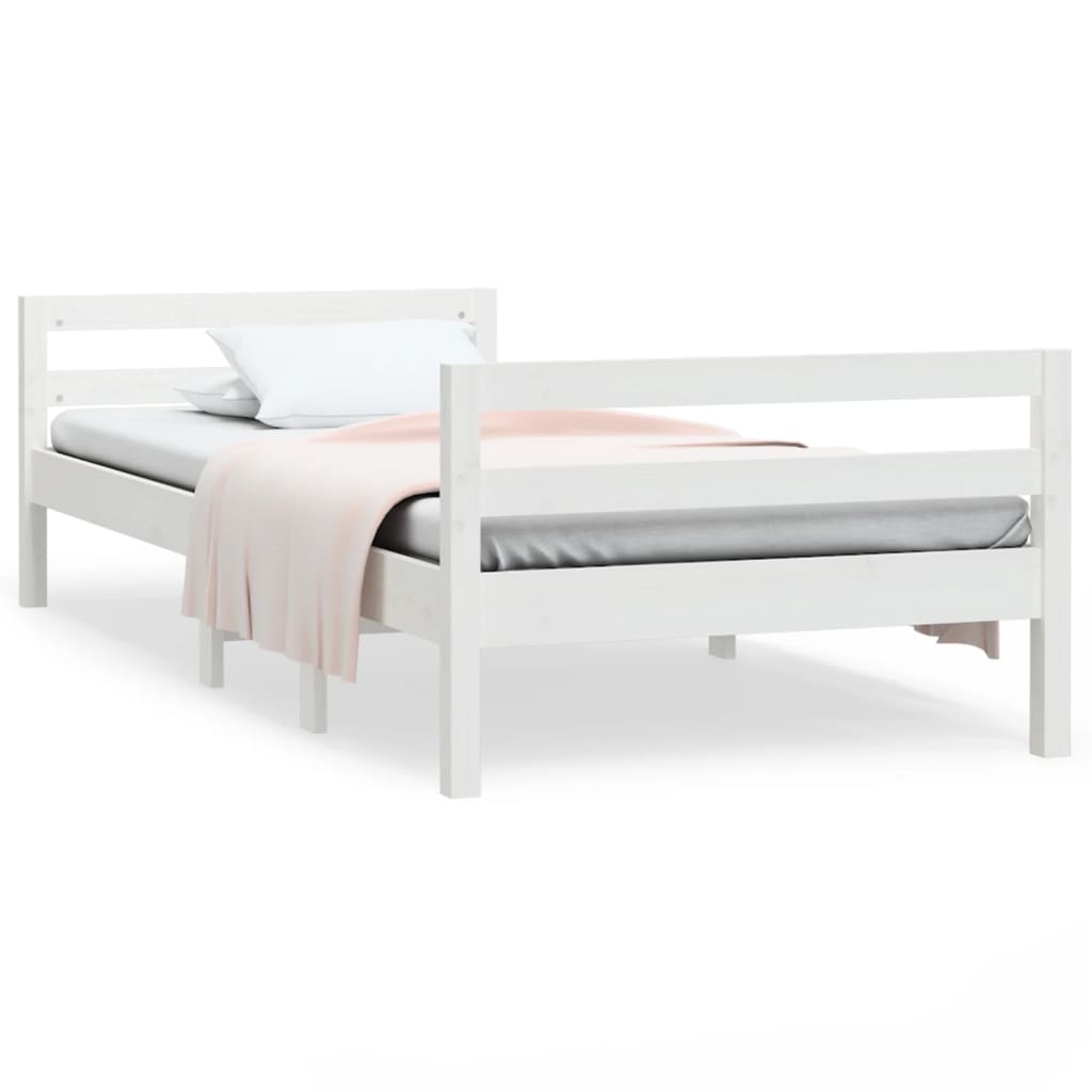 Solid wood bed without mattress white 90x190 cm pinewood