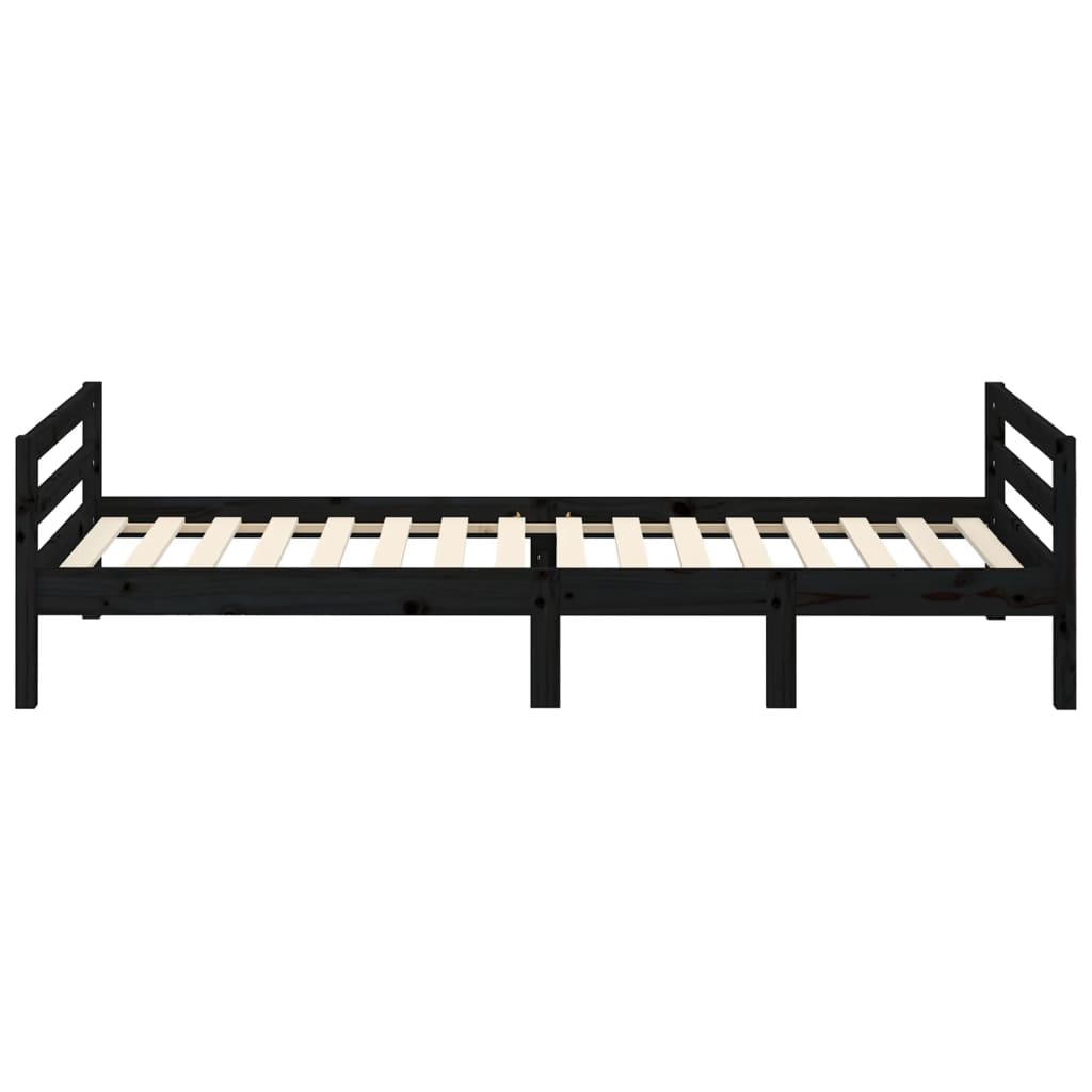 Solid wood bed black 90x190 cm pine