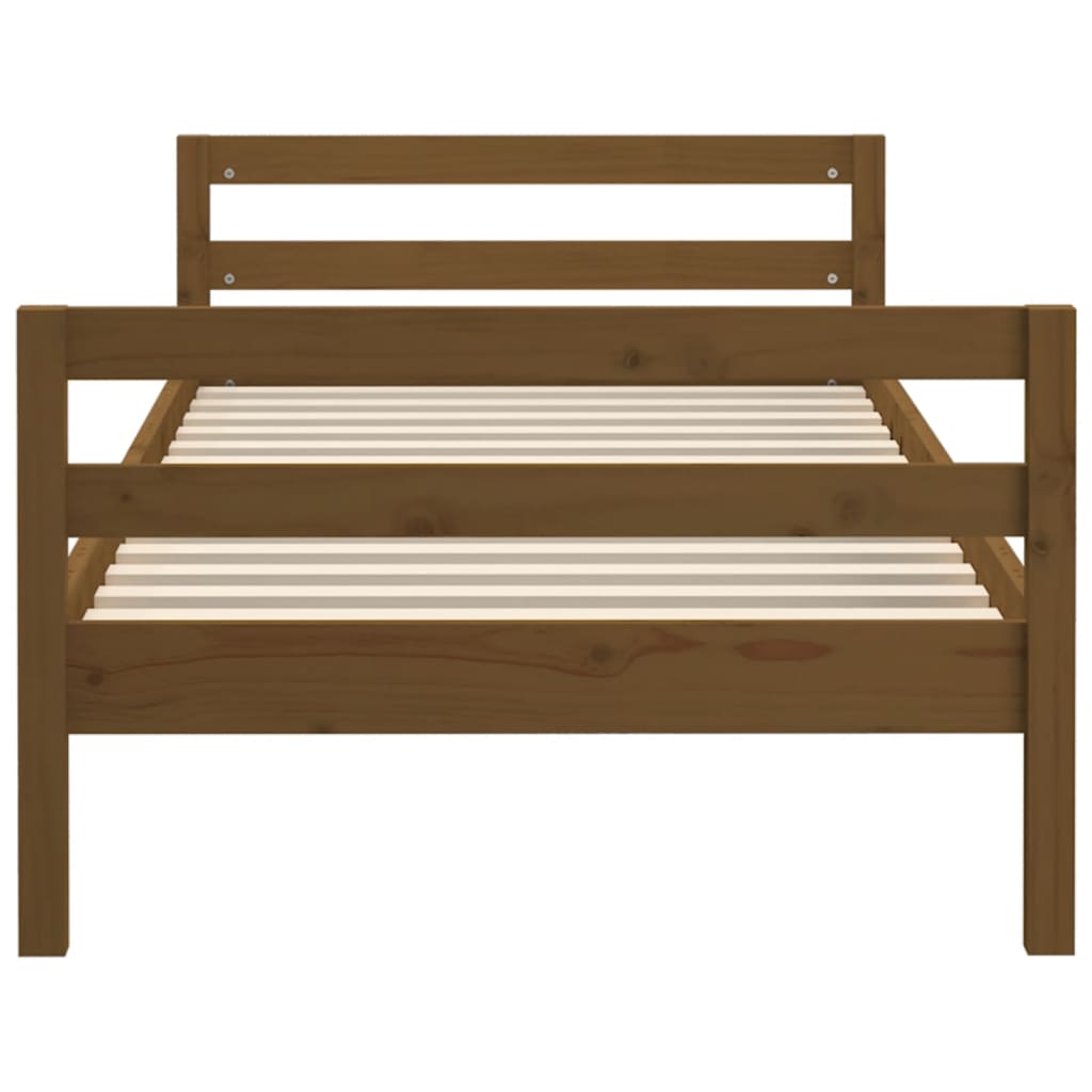 Solid wood bed honey brown 75x190 cm pine