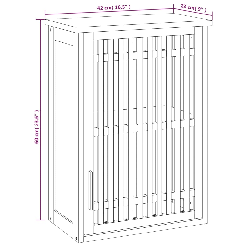 Wand-Badschrank 42x23x60 cm Massivholz Nussbaum