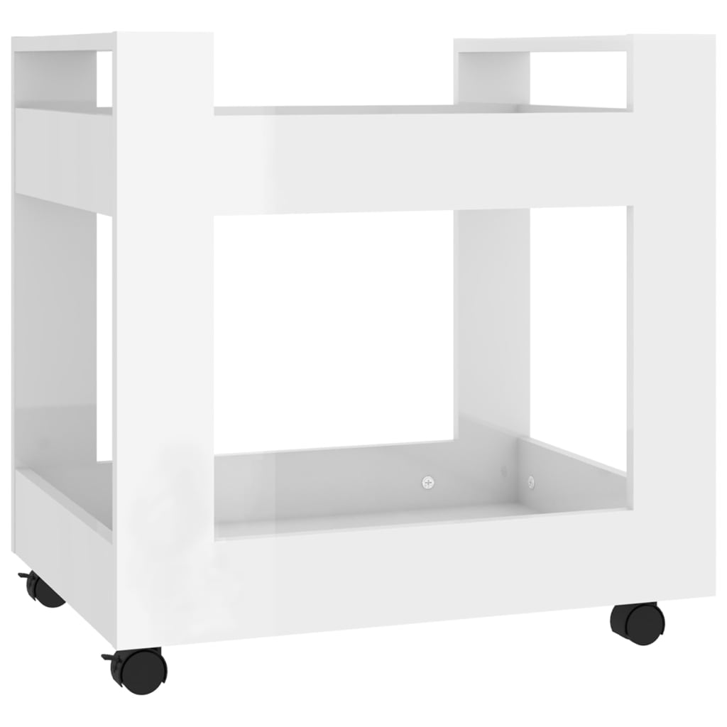 Office trolley high-gloss white 60x45x60 cm wood material