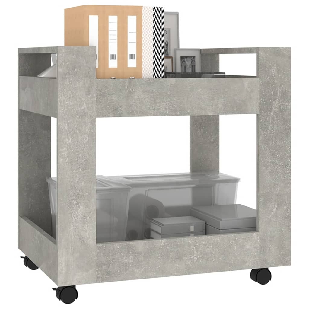 Office Cart Concrete Grey 60x45x60 cm Wood Material