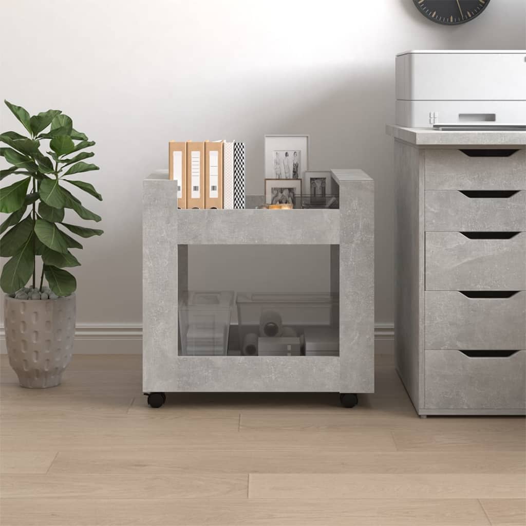 Office Cart Concrete Grey 60x45x60 cm Wood Material