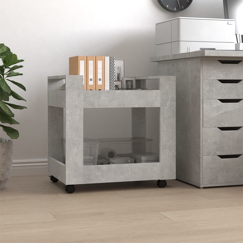 Office Cart Concrete Grey 60x45x60 cm Wood Material