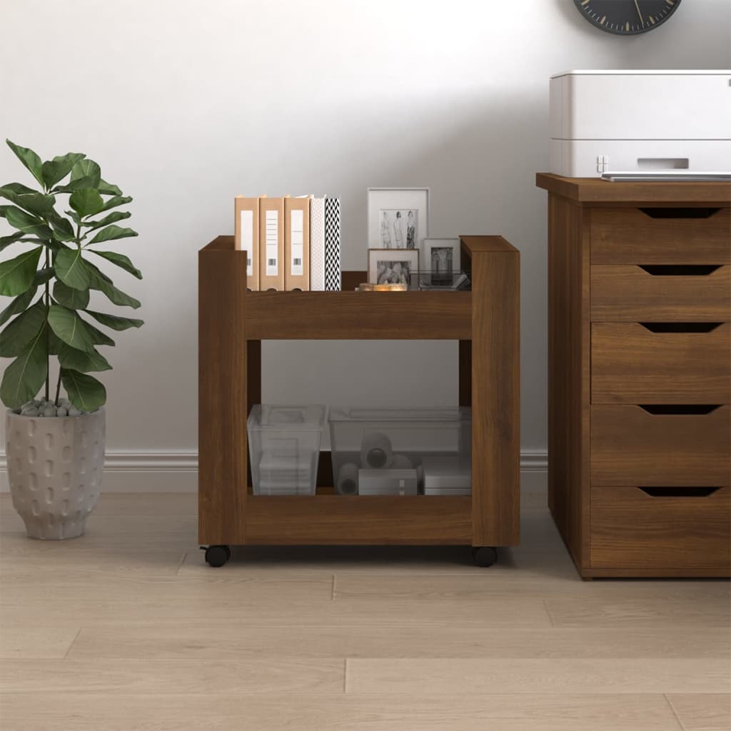 Office Cart Brown Oak Look 60x45x60 cm Wood Material