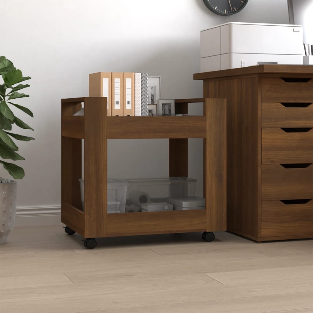 Office Cart Brown Oak Look 60x45x60 cm Wood Material