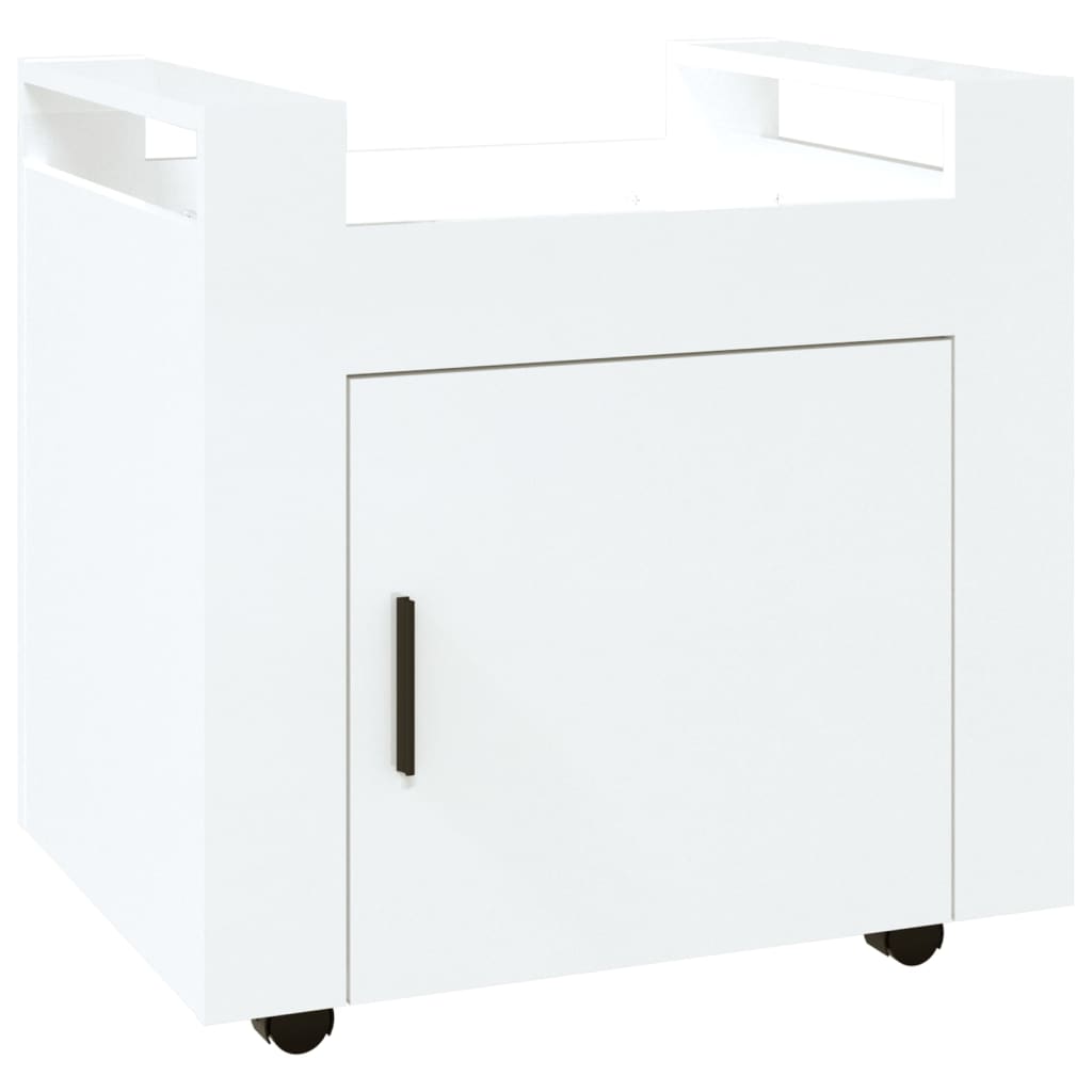 Office Cart High Gloss White 60x45x60 cm Wood Material