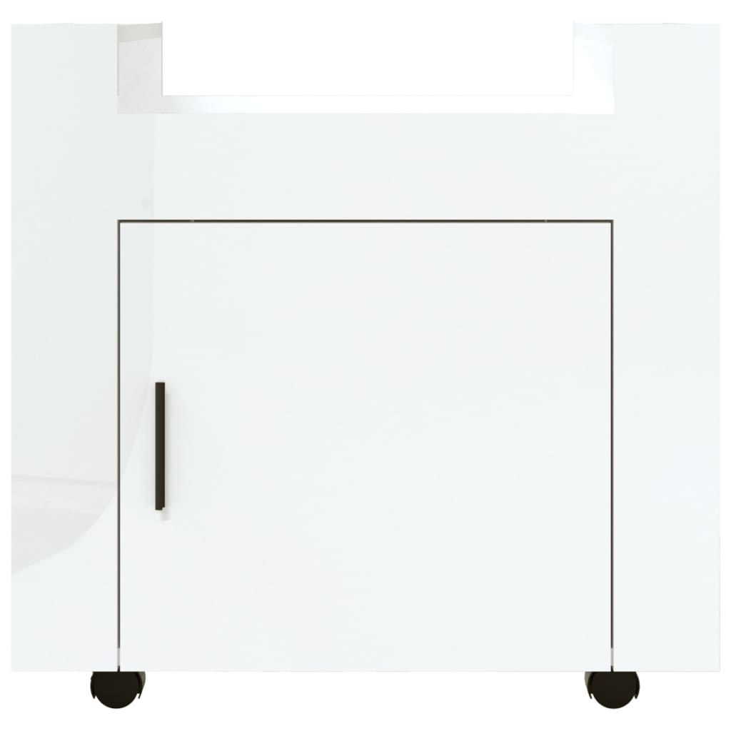 Office Cart High Gloss White 60x45x60 cm Wood Material