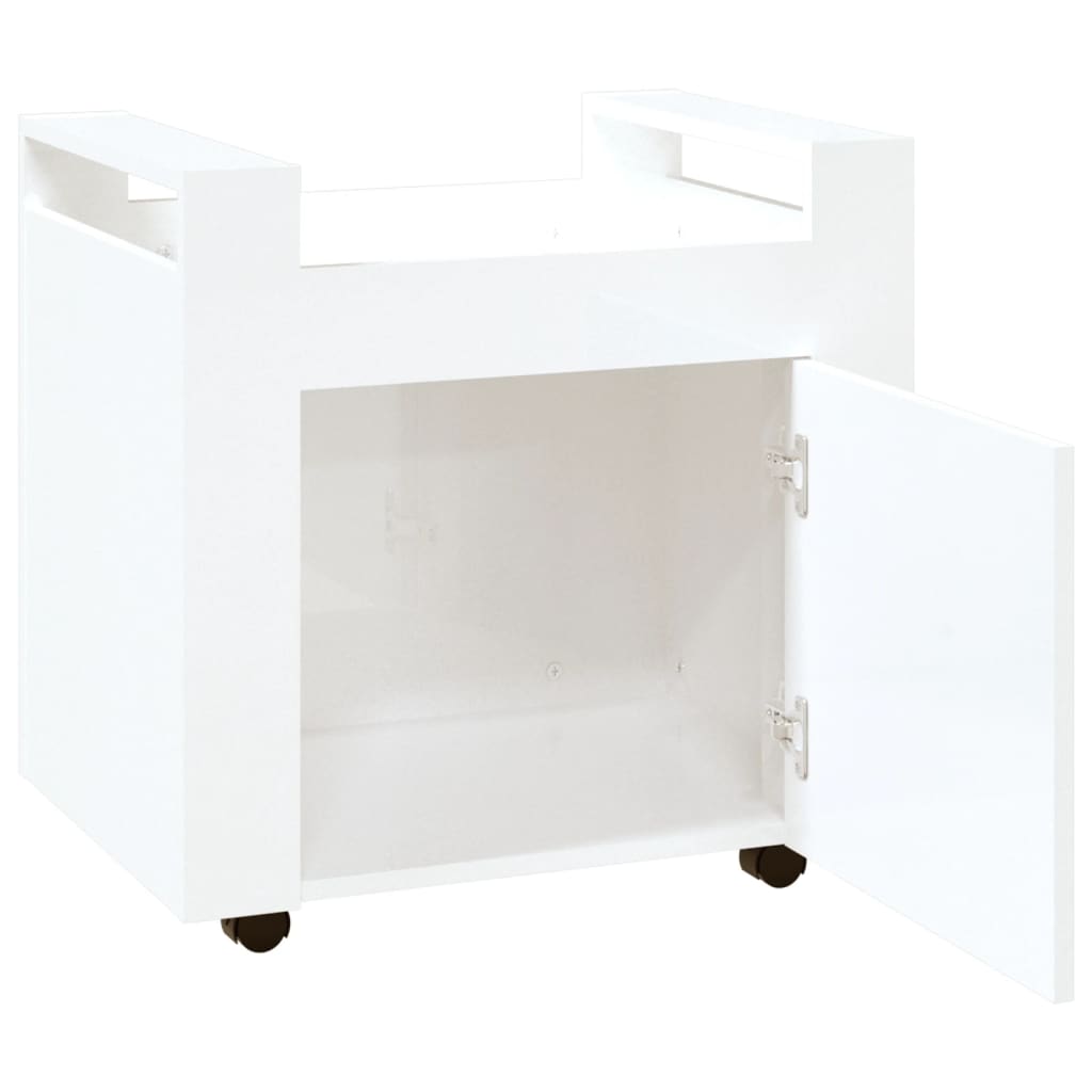 Office Cart High Gloss White 60x45x60 cm Wood Material