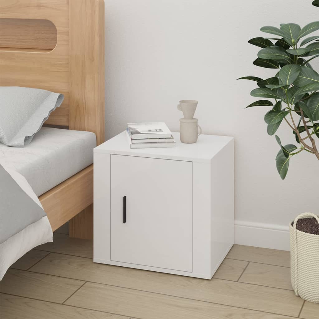 Bedside table high gloss white 50x39x47 cm