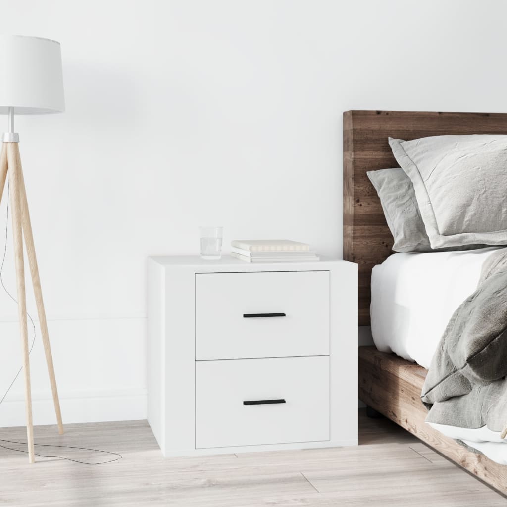 Bedside Table White 50x39x47 cm