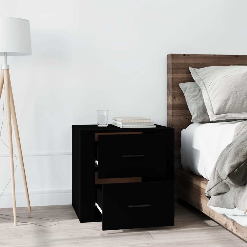 Bedside Table Black 50x39x47 cm