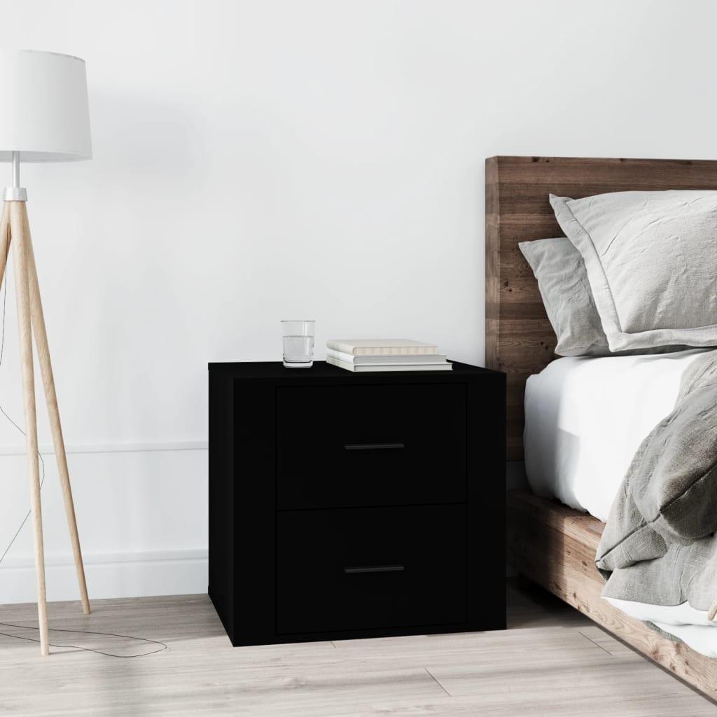 Bedside Table Black 50x39x47 cm