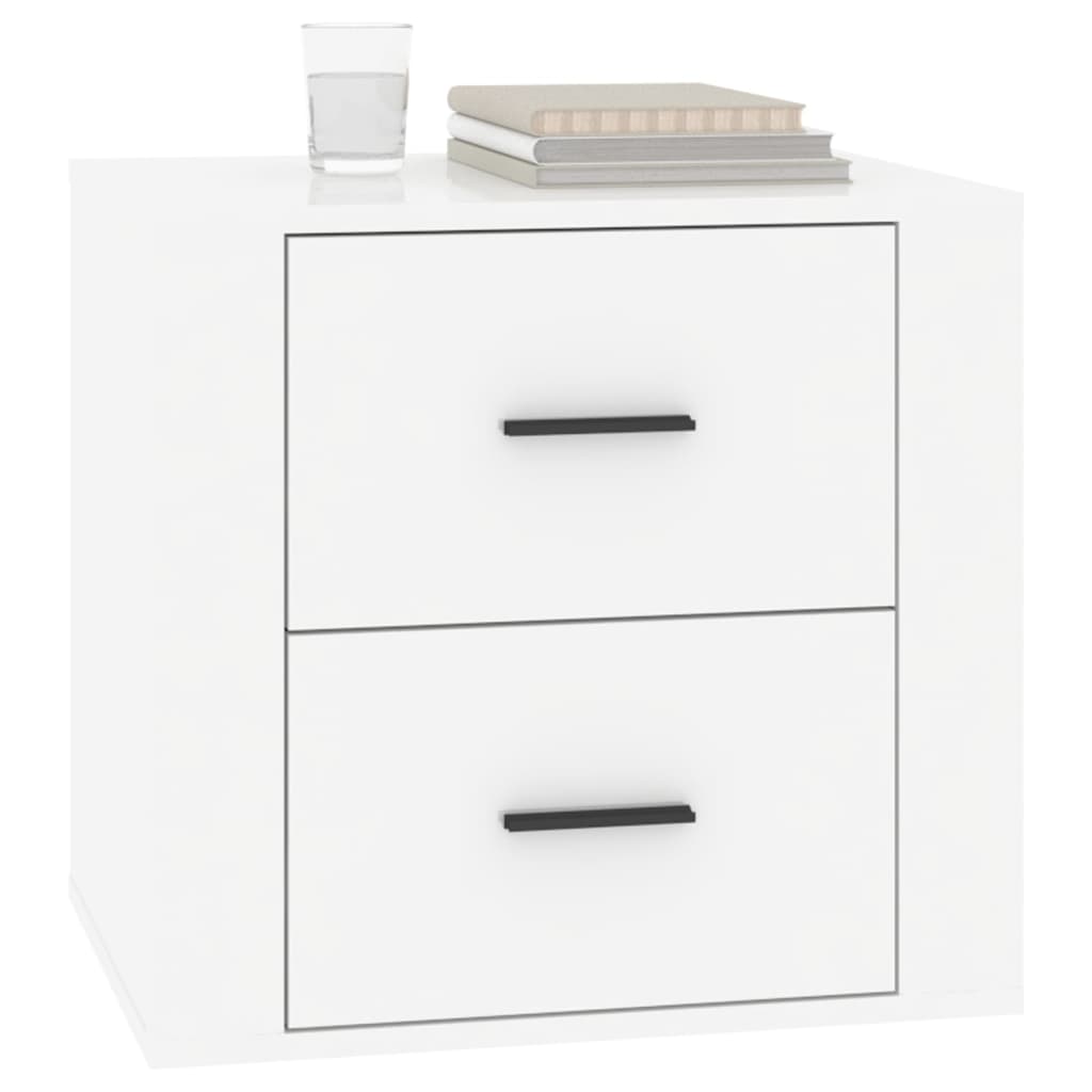 Bedside table high gloss white 50x39x47 cm