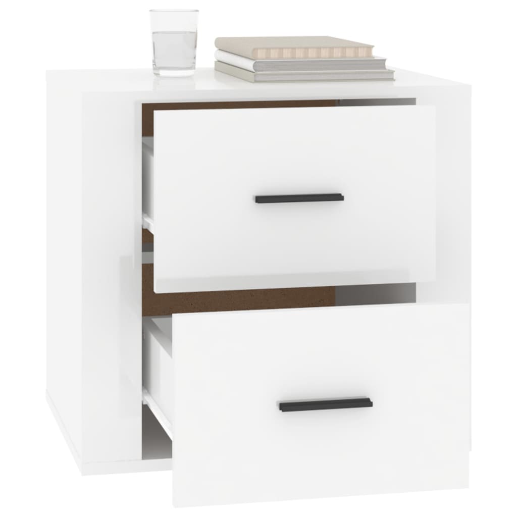 Bedside table high gloss white 50x39x47 cm