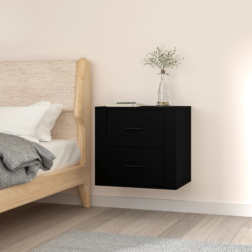 Wall Bedside Table Black 50x36x47 cm