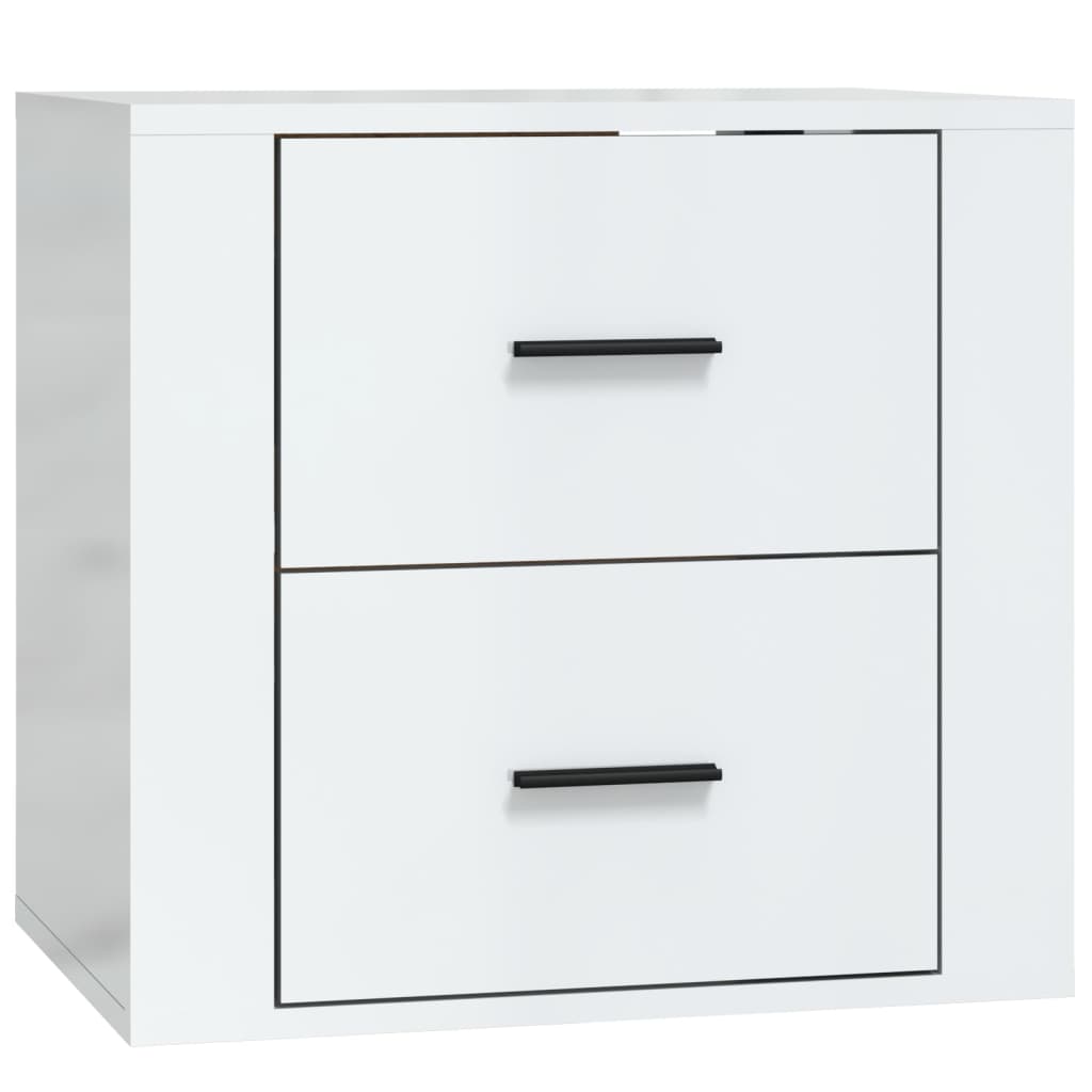 Wall-Mounted Bedside Table High Gloss White 50x36x47 cm