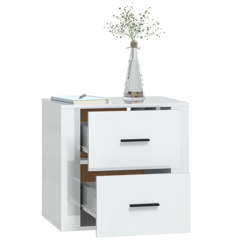 Wall-Mounted Bedside Table High Gloss White 50x36x47 cm