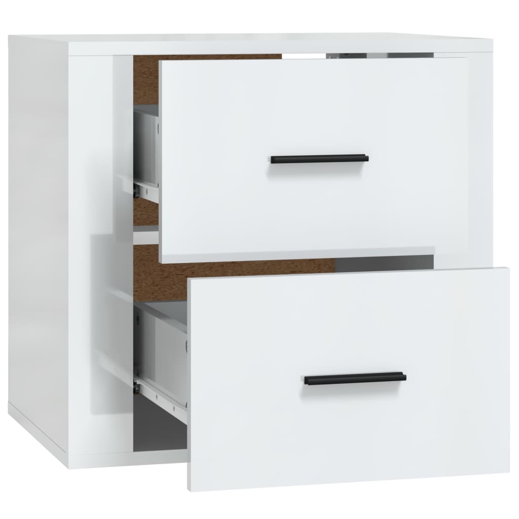 Wall-Mounted Bedside Table High Gloss White 50x36x47 cm