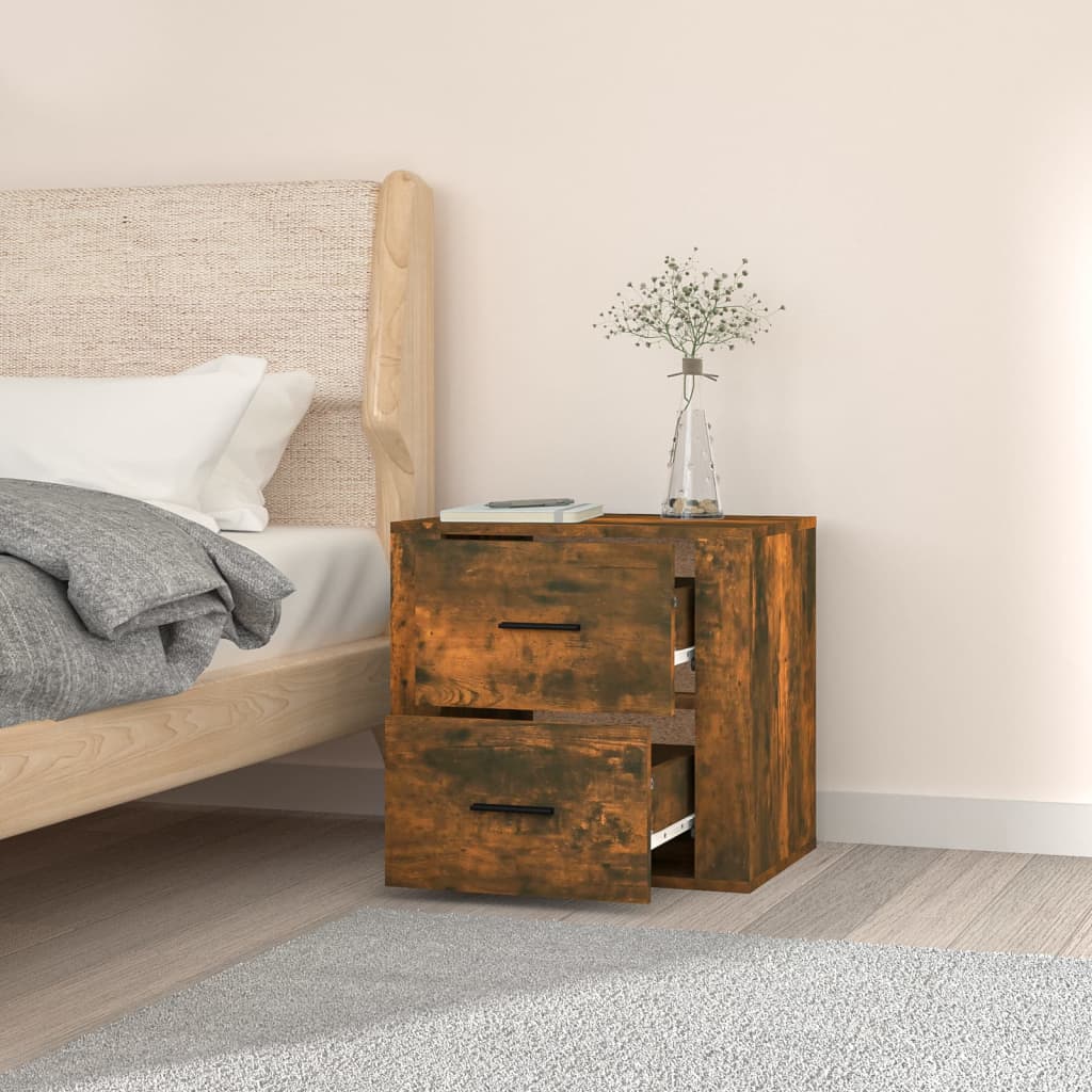 Wall-mounted bedside table smoked oak 50x36x47 cm