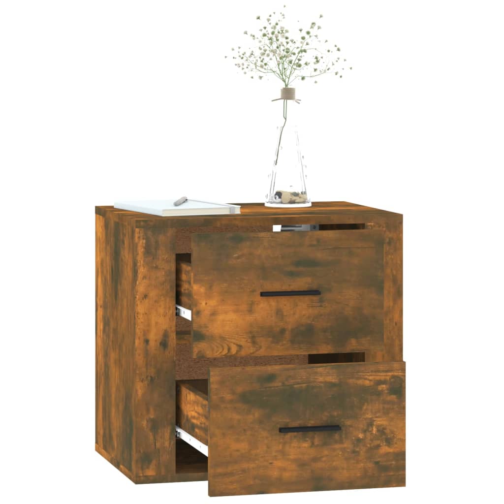 Wall-mounted bedside table smoked oak 50x36x47 cm