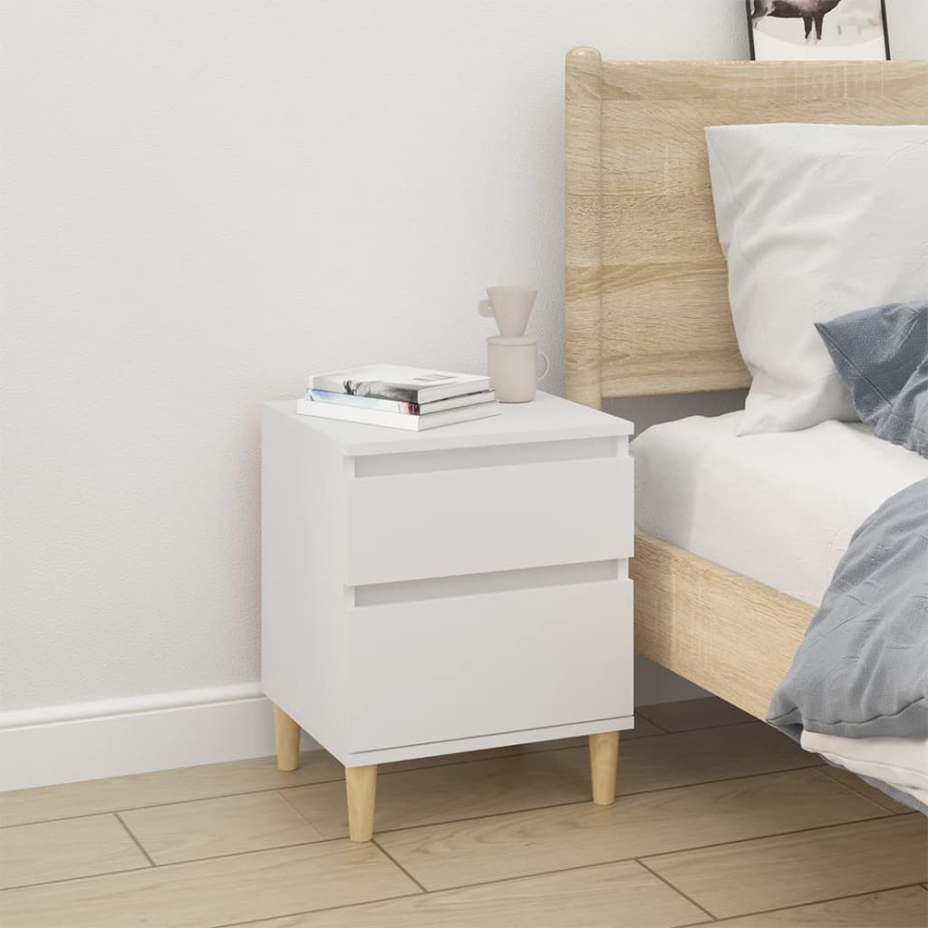 Bedside Table White 40x35x50 cm