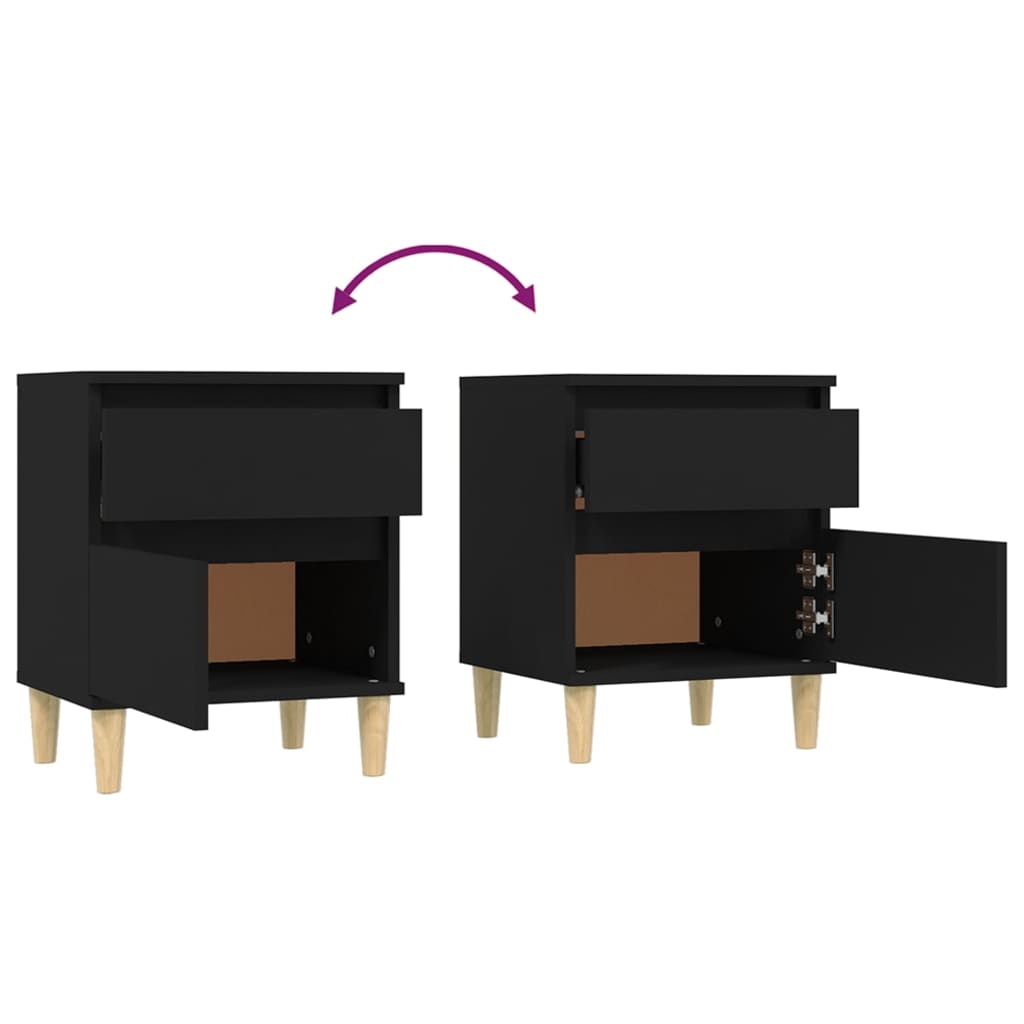 Bedside tables 2 pcs. Black 40x35x50 cm