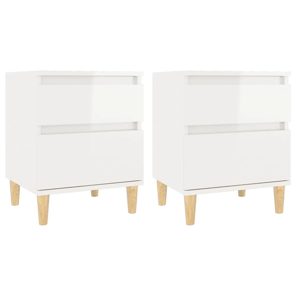 Bedside tables 2 pcs. High-gloss white 40x35x50 cm