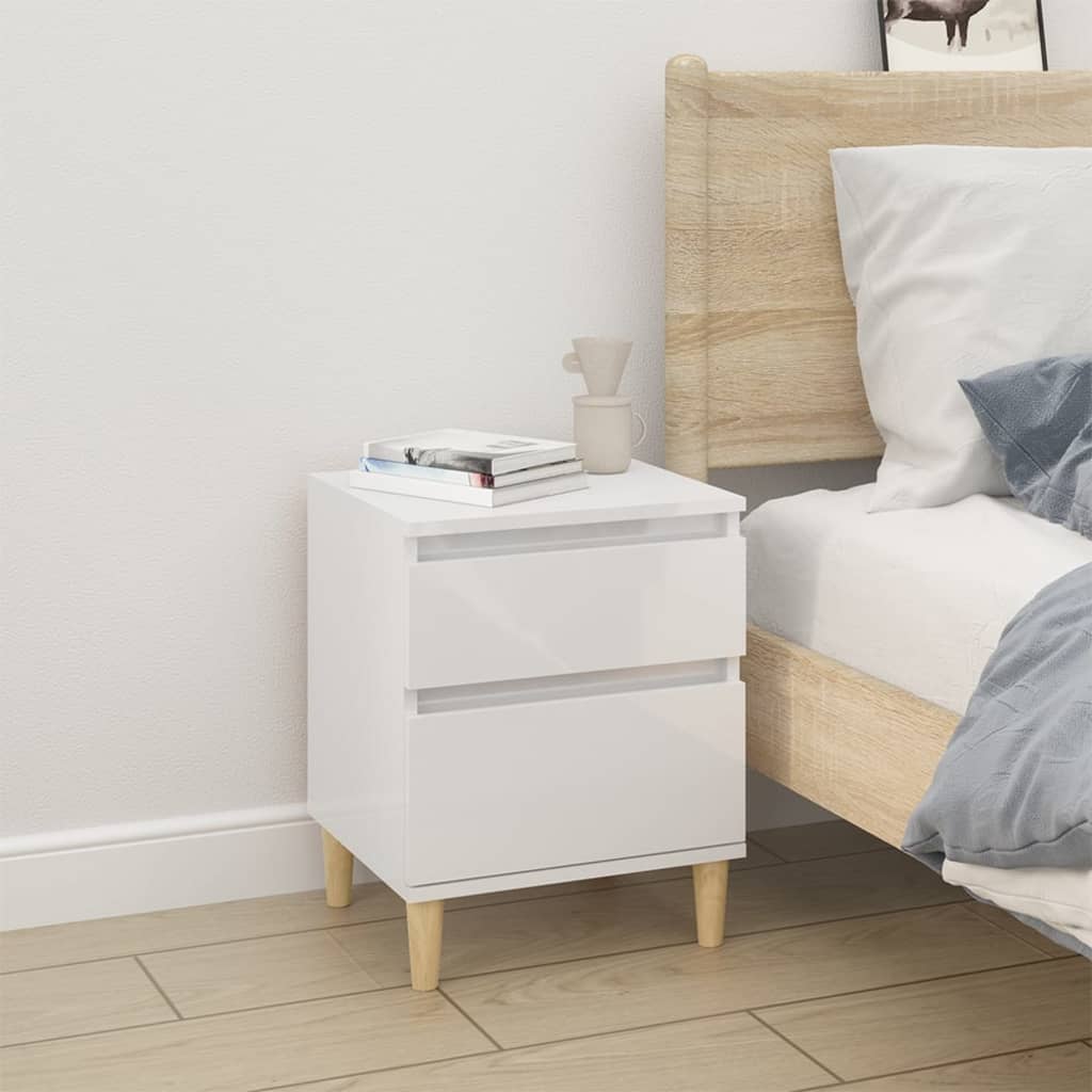 Bedside tables 2 pcs. High-gloss white 40x35x50 cm