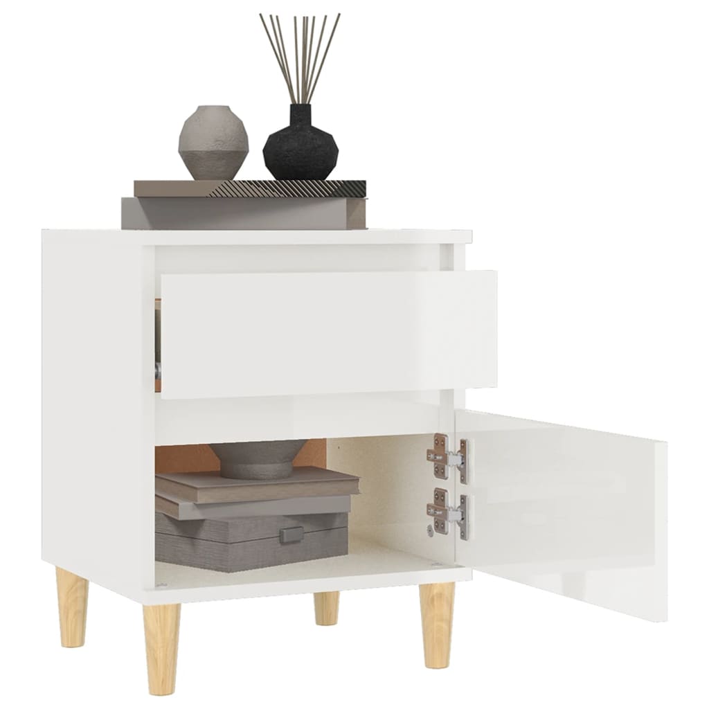 Bedside tables 2 pcs. High-gloss white 40x35x50 cm