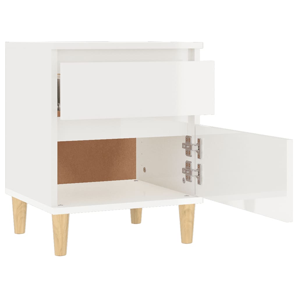 Bedside tables 2 pcs. High-gloss white 40x35x50 cm