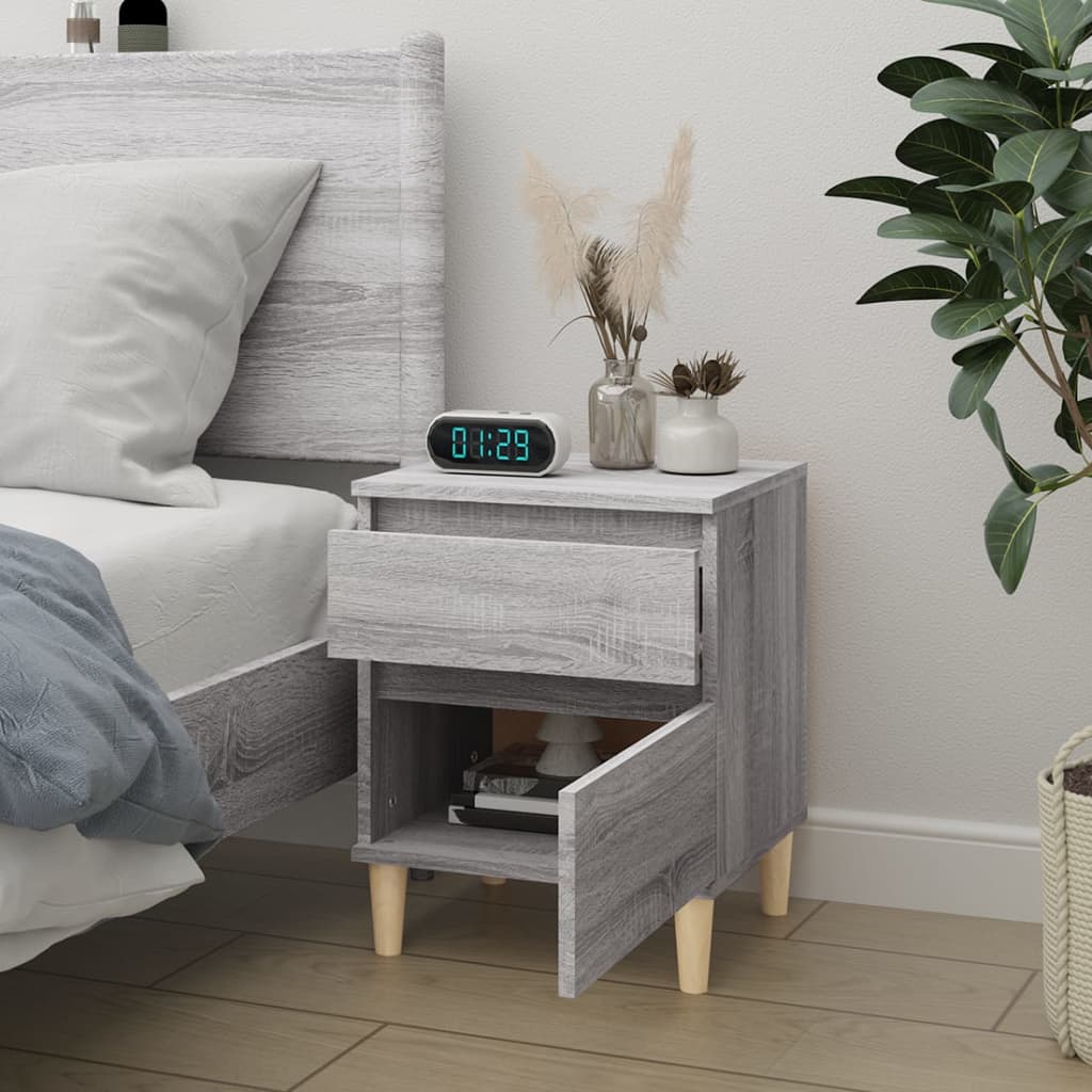 Bedside Table Gray Sonoma 40x35x50 cm