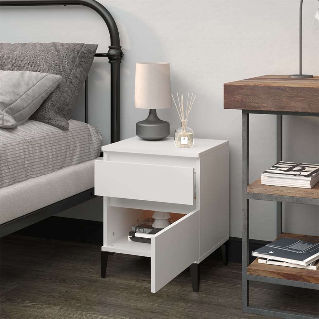 Bedside Table White 40x35x50 cm