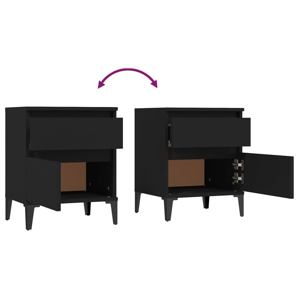 Bedside tables 2 pcs. Black 40x35x50 cm