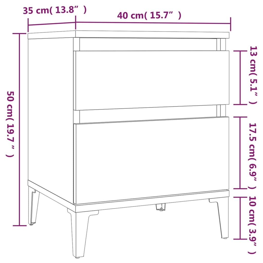 Bedside tables 2 pcs. Black 40x35x50 cm