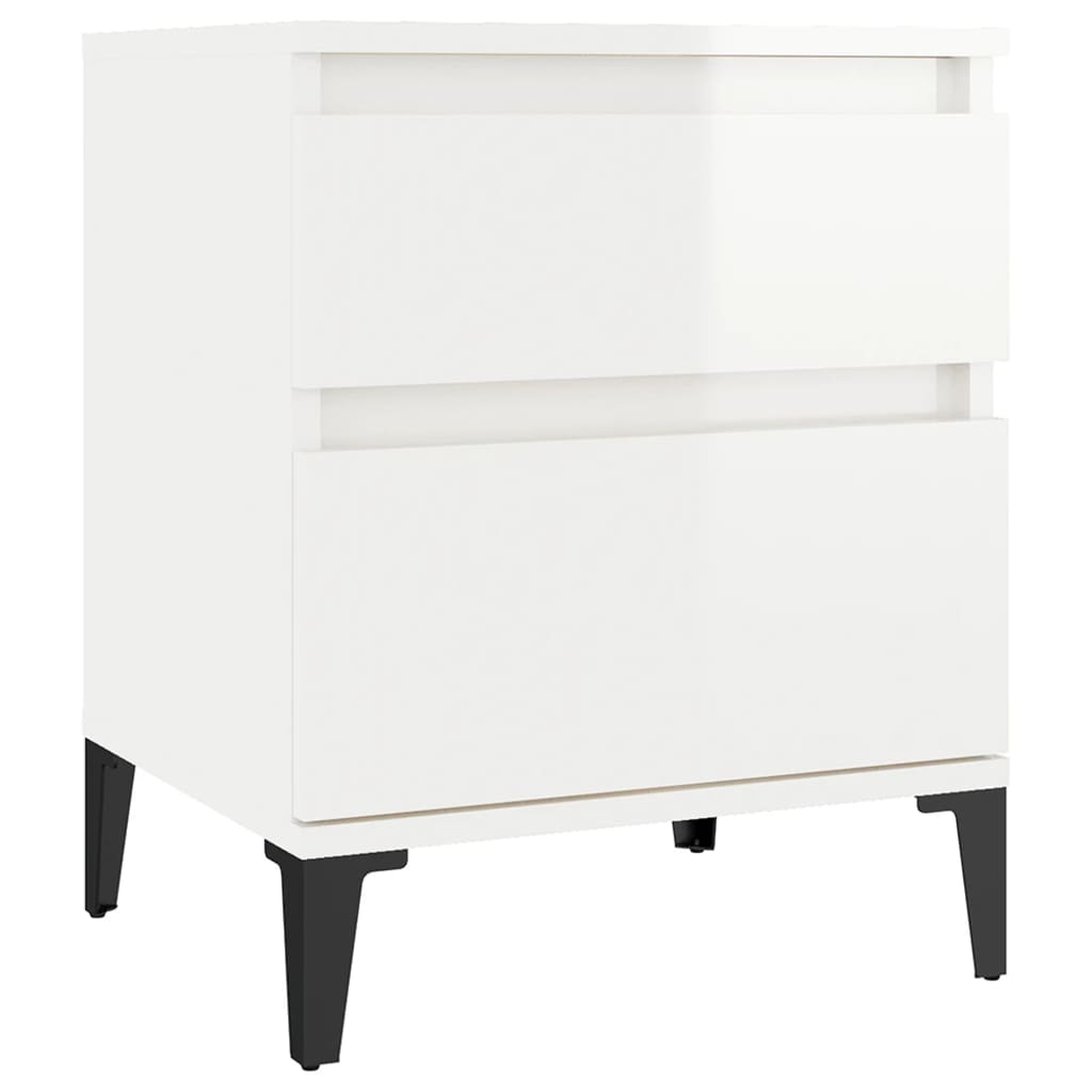 Bedside table high-gloss white 40x35x50 cm