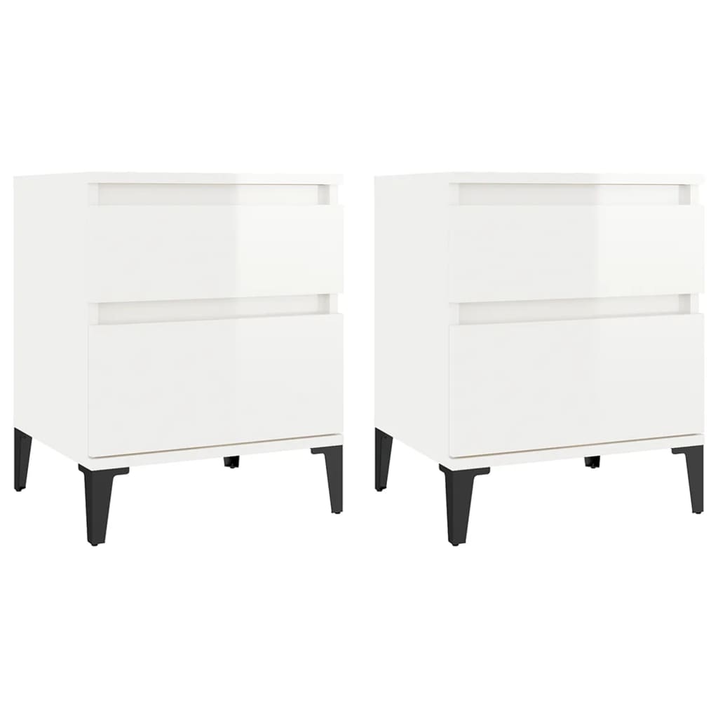 Bedside tables 2 pcs. High-gloss white 40x35x50 cm