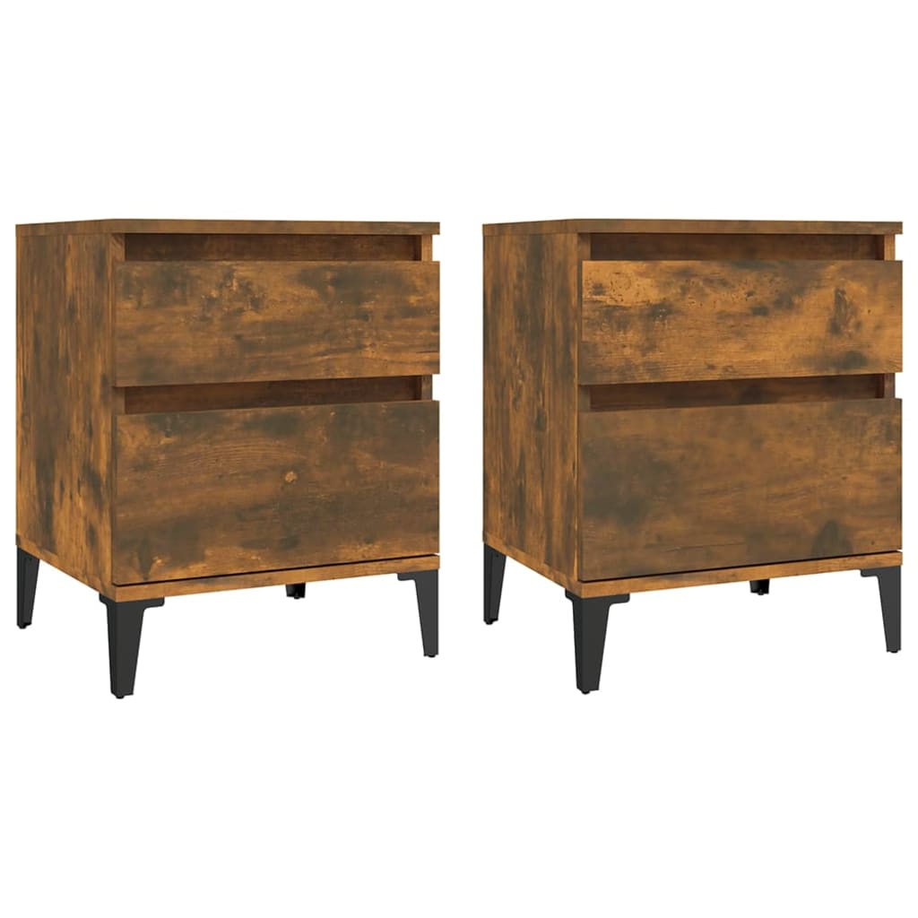 Bedside tables 2 pcs. Smoked oak 40x35x50 cm