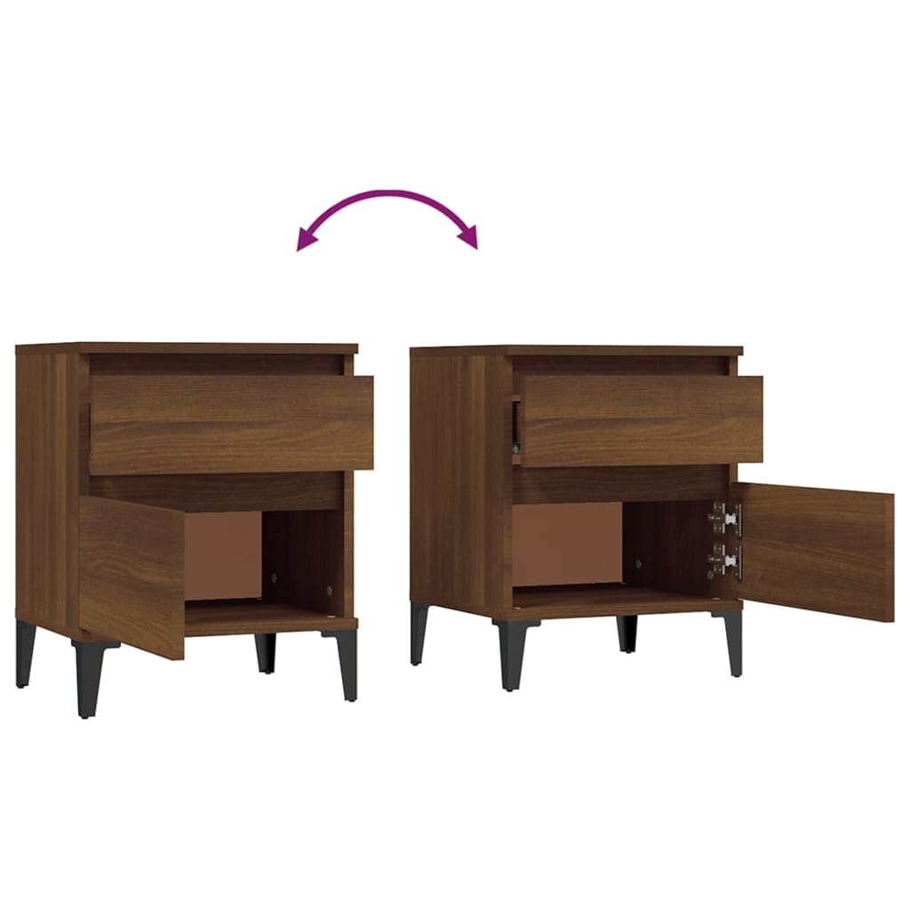 Bedside tables 2 pcs. Brown oak look 40x35x50 cm