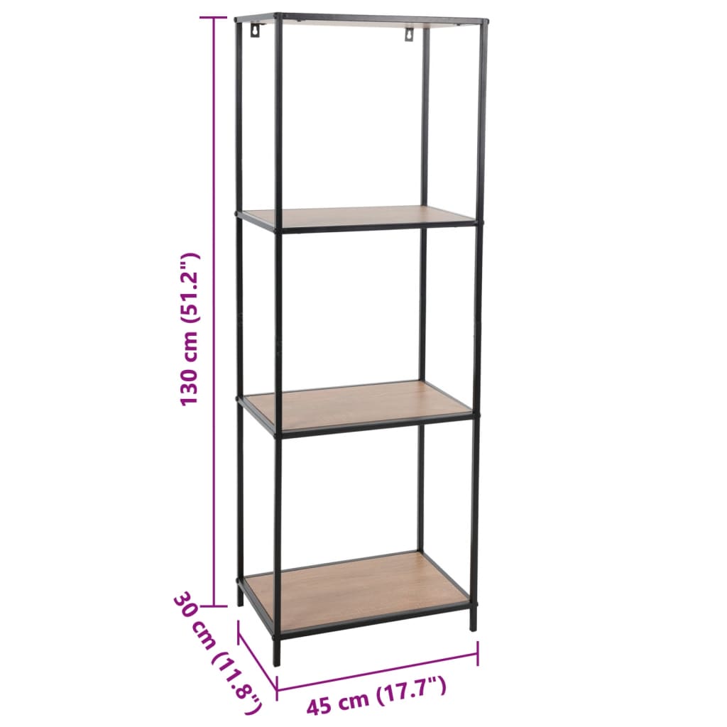 Shelf with 3 shelves 45x30x130 cm natural and black