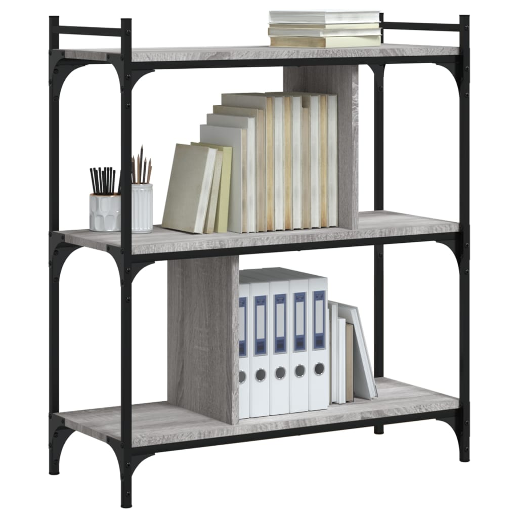 Bücherregal 3 Böden Grau Sonoma 76x32x88 cm Holzwerkstoff