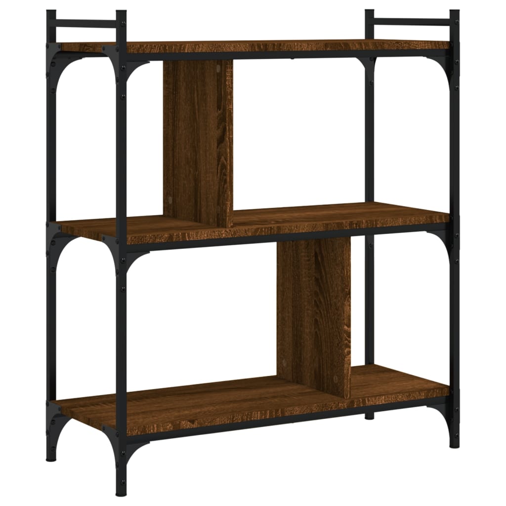 Bookcase 3 Shelves Brown Oak Look 76x32x88cm Wood Material