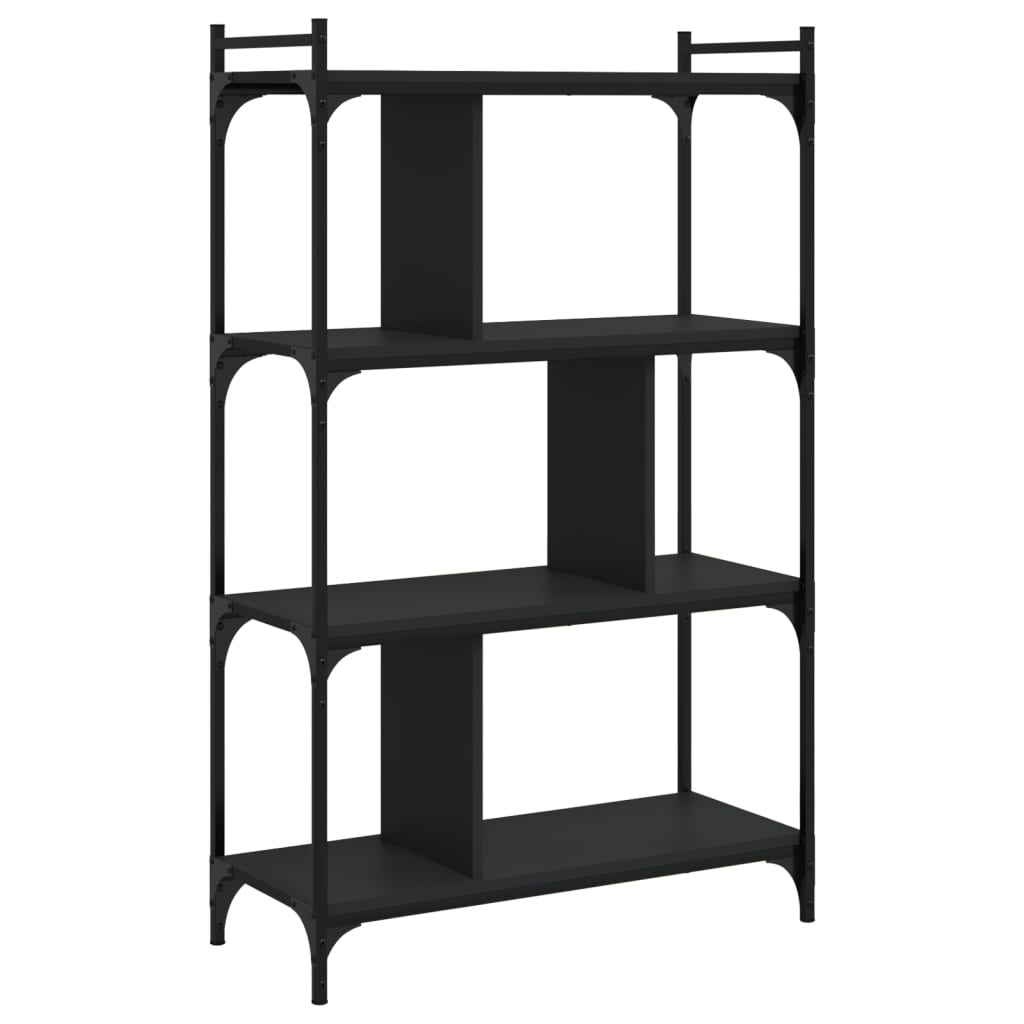 Bookcase 4 Shelves Black 76x32x123 cm Wood Material