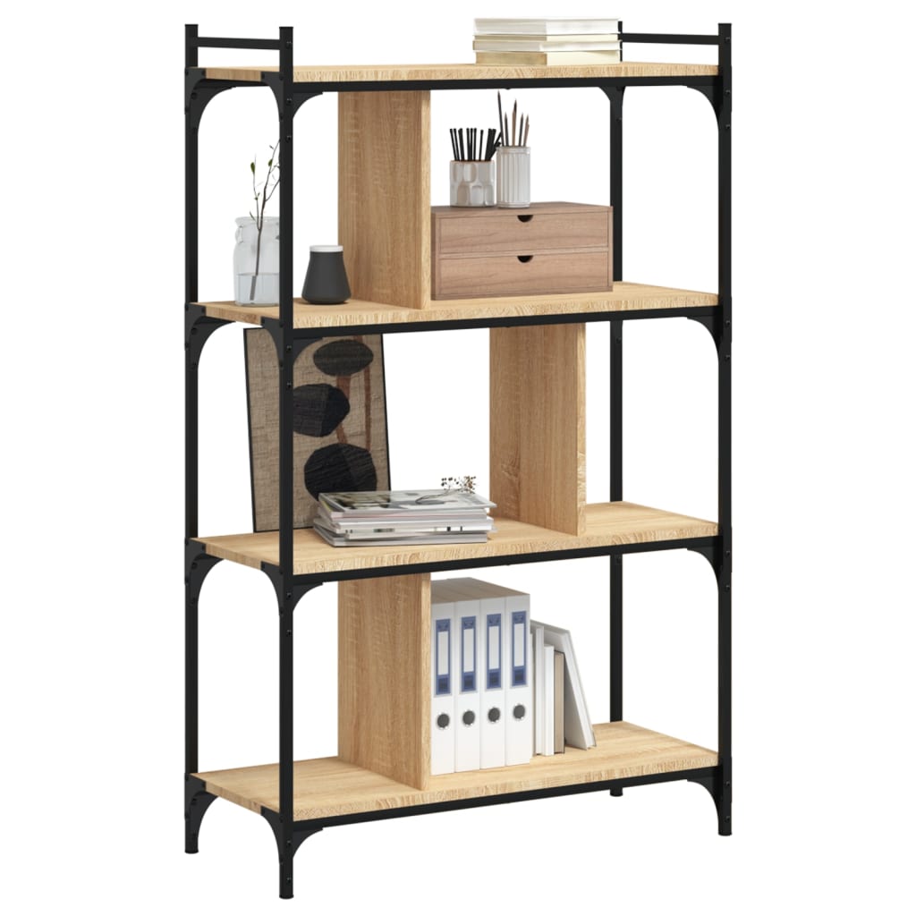 Bookcase 4 shelves Sonoma oak 76x32x123 cm wood material