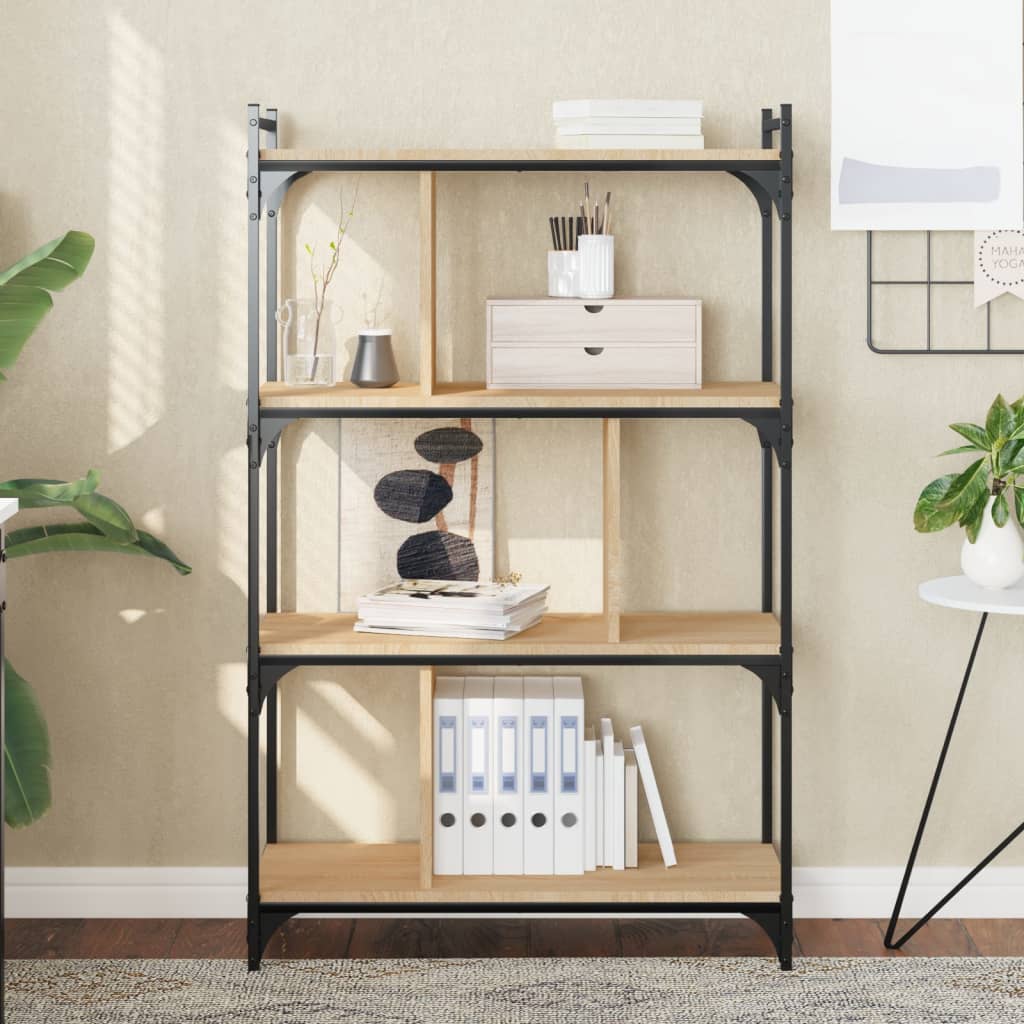 Bookcase 4 shelves Sonoma oak 76x32x123 cm wood material