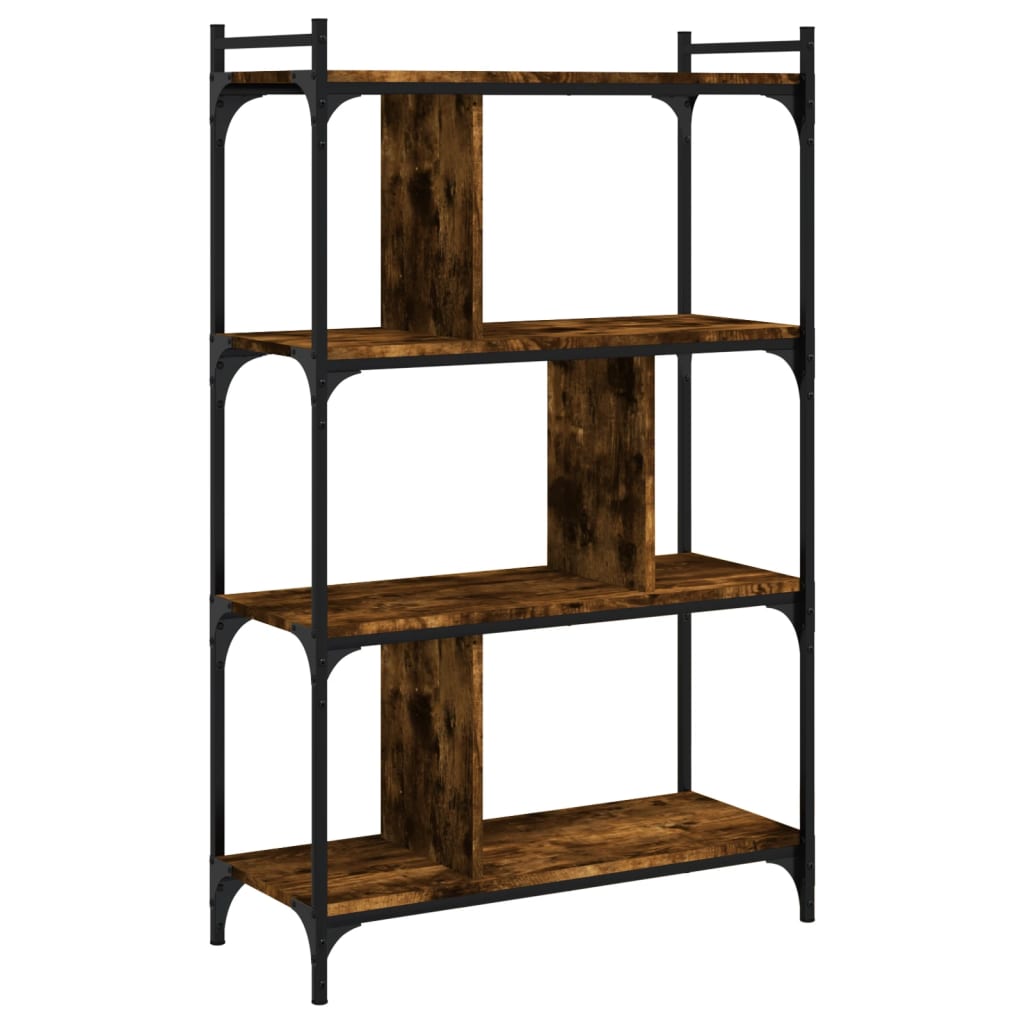 Bookcase 4 shelves smoked oak 76x32x123 cm wood material