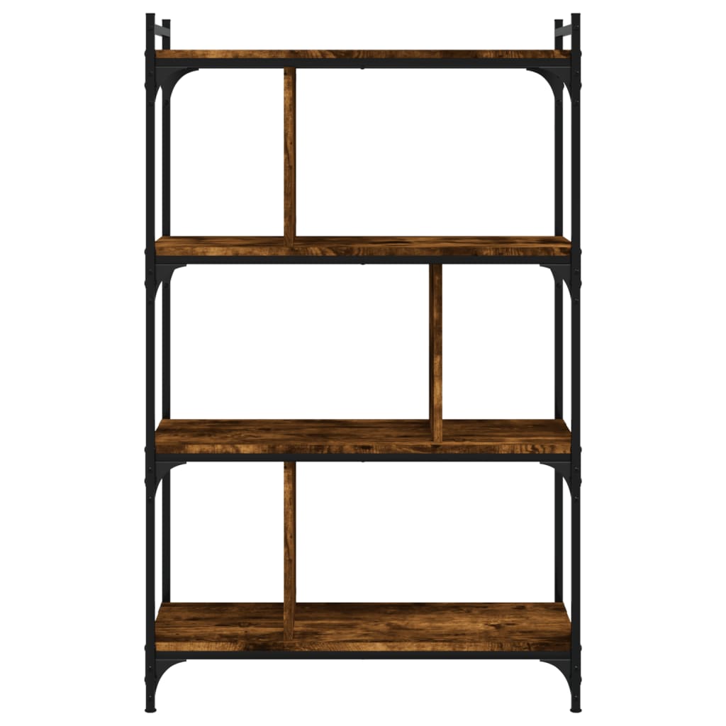 Bookcase 4 shelves smoked oak 76x32x123 cm wood material