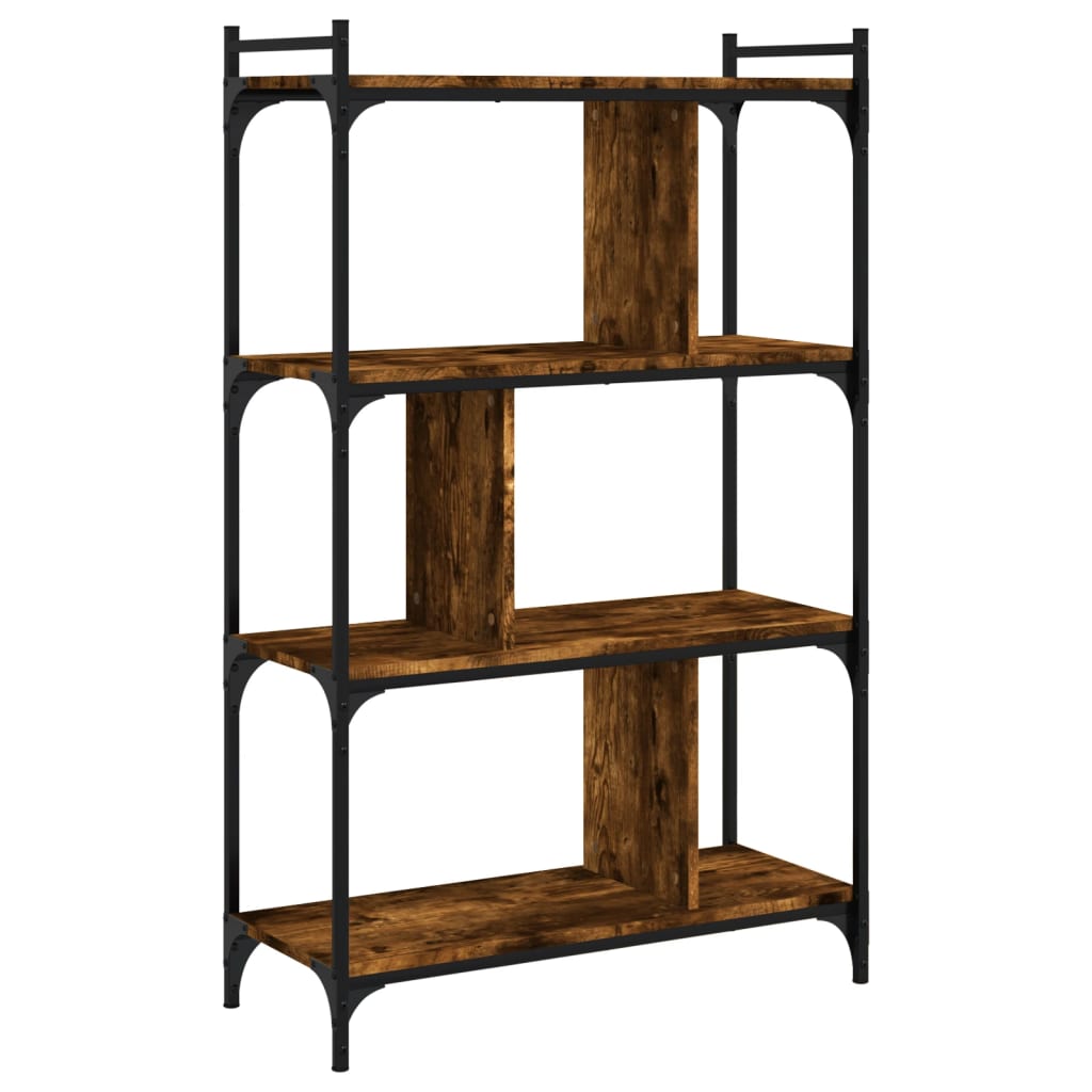 Bookcase 4 shelves smoked oak 76x32x123 cm wood material