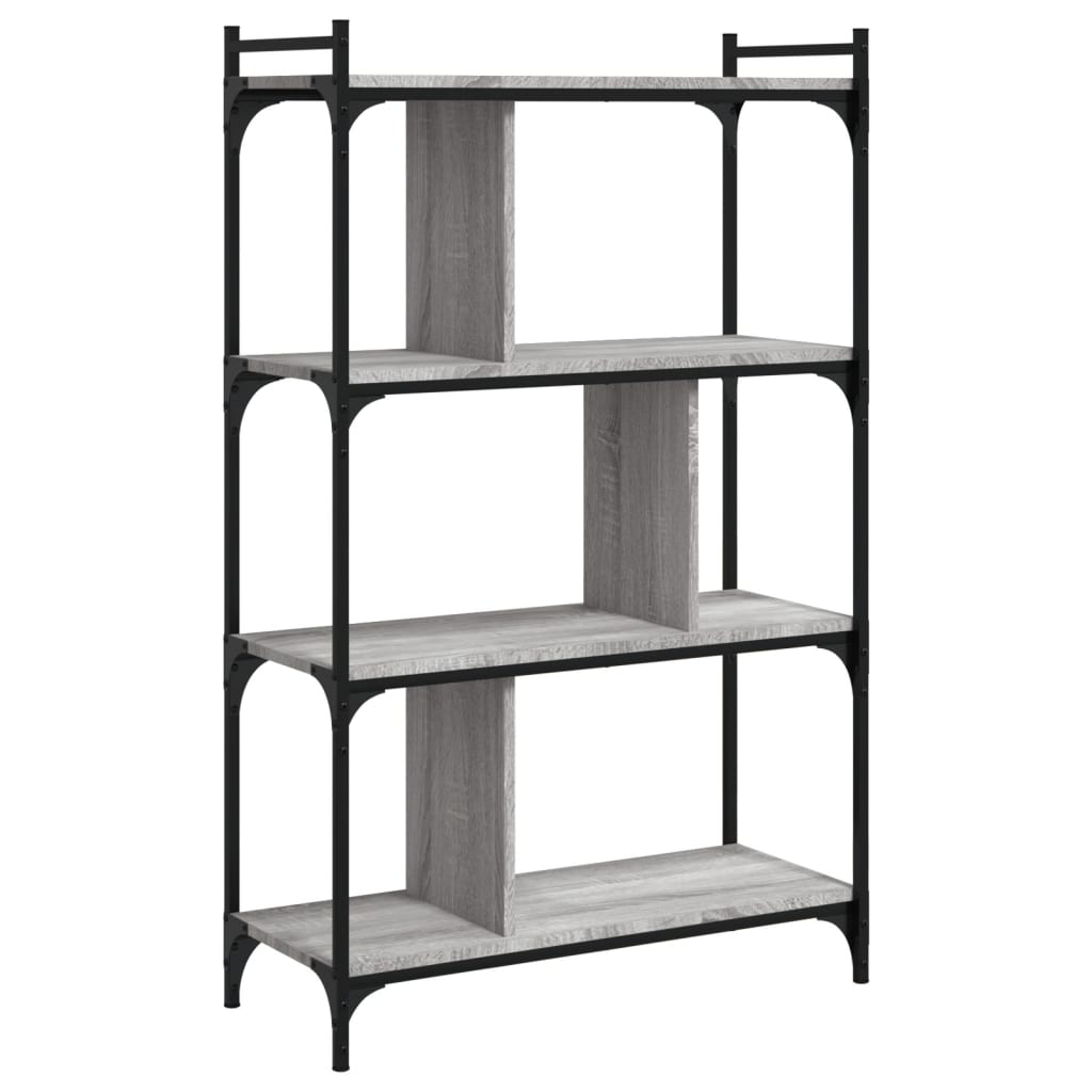 Bookcase 4 Shelves Grey Sonoma 76x32x123 cm Wood Material