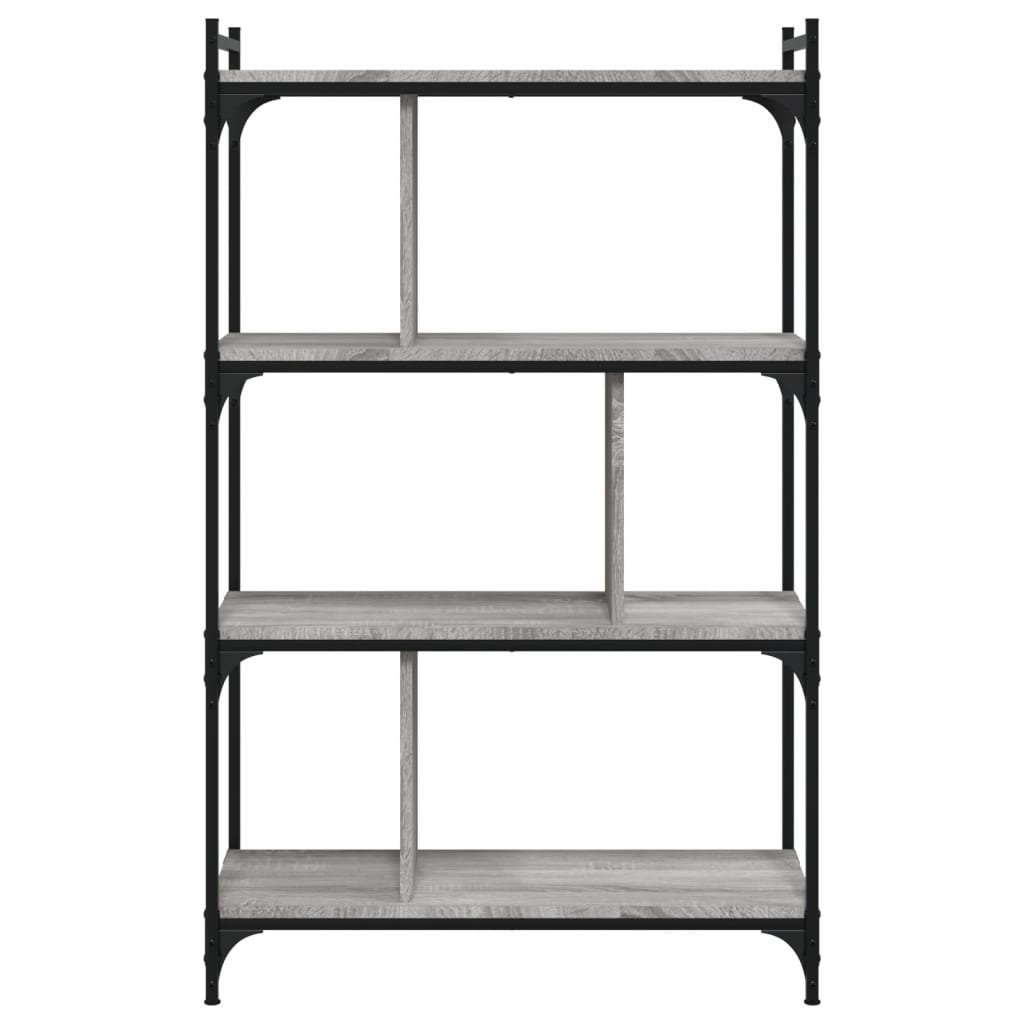 Bookcase 4 Shelves Grey Sonoma 76x32x123 cm Wood Material